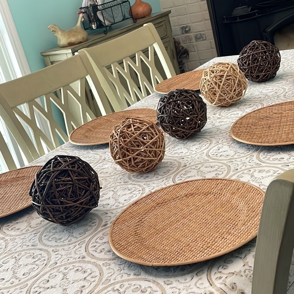 5 Large Rattan Wicker Decorative Balls Spheres